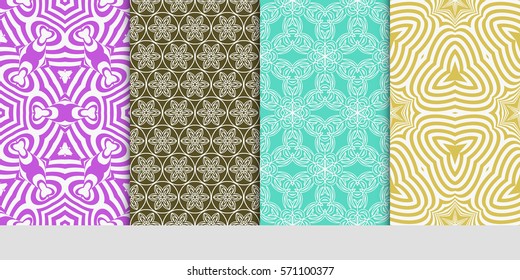creative set of decorative geometric line pattern. linear floral seamless ornament. vector illustration. for design, wallpaper, fabric, invitation, brochure