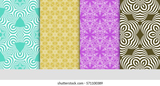 creative set of decorative geometric line pattern. linear floral seamless ornament. vector illustration. for design, wallpaper, fabric, invitation, brochure