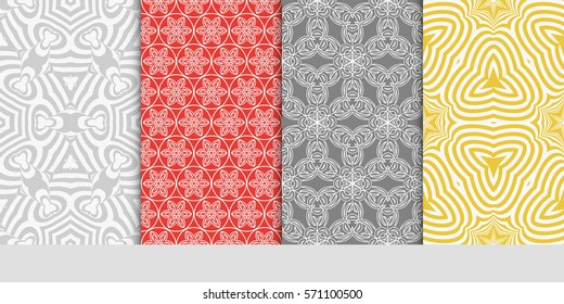 creative set of decorative geometric line pattern. linear floral seamless ornament. vector illustration. for design, wallpaper, fabric, invitation, brochure