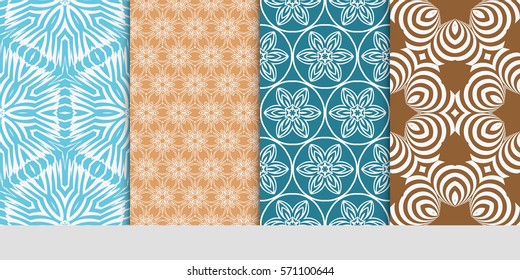 creative set of decorative geometric line pattern. linear floral seamless ornament. vector illustration. for design, wallpaper, fabric, invitation, brochure