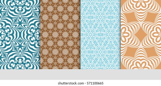 creative set of decorative geometric line pattern. linear floral seamless ornament. vector illustration. for design, wallpaper, fabric, invitation, brochure
