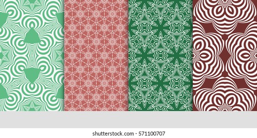 creative set of decorative geometric line pattern. linear floral seamless ornament. vector illustration. for design, wallpaper, fabric, invitation, brochure