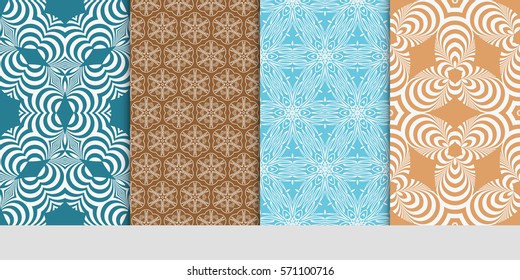 creative set of decorative geometric line pattern. linear floral seamless ornament. vector illustration. for design, wallpaper, fabric, invitation, brochure