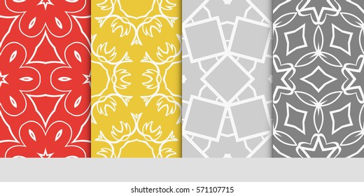 creative set of decorative geometric line pattern. linear floral and geometry seamless ornament. vector illustration. for design, wallpaper, fabric, invitation, brochure