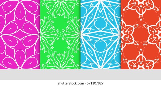 creative set of decorative geometric line pattern. linear floral and geometry seamless ornament. vector illustration. for design, wallpaper, fabric, invitation, brochure