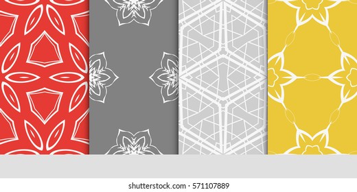 creative set of decorative geometric line pattern. linear floral and geometry seamless ornament. vector illustration. for design, wallpaper, fabric, invitation, brochure