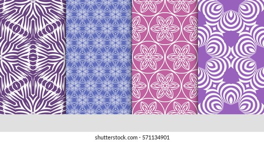 creative set of decorative geometric line pattern. linear floral seamless ornament. vector illustration. for design, wallpaper, fabric, invitation, brochure