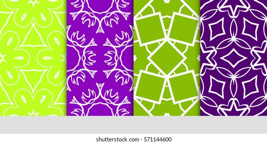 creative set of decorative geometric line pattern. linear floral and geometry seamless ornament. vector illustration. for design, wallpaper, fabric, invitation, brochure
