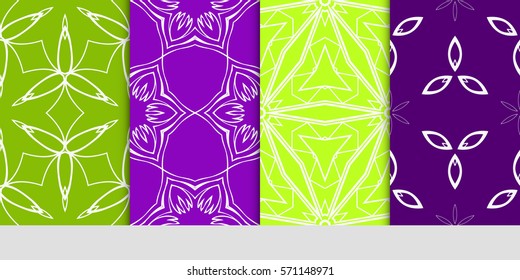 creative set of decorative geometric line pattern. linear floral and geometry seamless ornament. vector illustration. for design, wallpaper, fabric, invitation, brochure