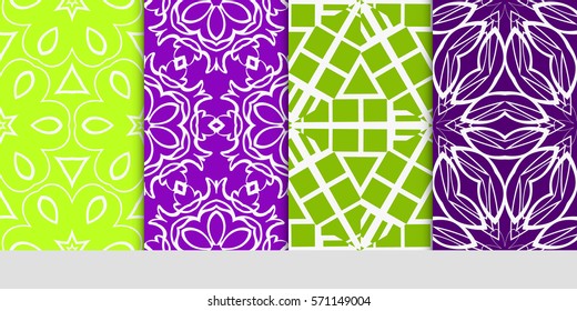 creative set of decorative geometric line pattern. linear floral and geometry seamless ornament. vector illustration. for design, wallpaper, fabric, invitation, brochure