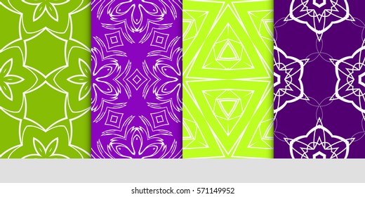 creative set of decorative geometric line pattern. linear floral and geometry seamless ornament. vector illustration. for design, wallpaper, fabric, invitation, brochure