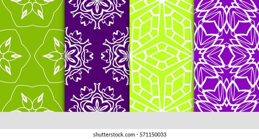 creative set of decorative geometric line pattern. linear floral and geometry seamless ornament. vector illustration. for design, wallpaper, fabric, invitation, brochure