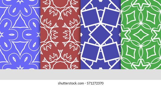 creative set of decorative geometric line pattern. linear floral and geometry seamless ornament. vector illustration. for design, wallpaper, fabric, invitation, brochure
