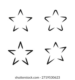 A creative set of four abstract star icons featuring unique dashed and segmented line art styles. Ideal for contemporary branding, tech-related graphics, and modern minimalist art prints.