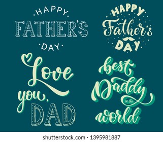 Creative set of hand lettering quotes for Father's day posters, banners, prints, stickers, cards and other decoration ideas. EPS 10