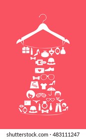 Creative set of icons on the hanger style fashion
