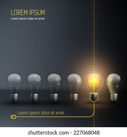 Creative set of light bulbs.Creative idea for infographics template.