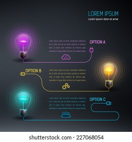 Creative set of light bulbs.Creative idea for infographics template.