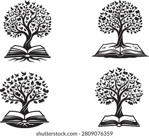 A creative set of minimalist vector silhouette illustrations depicting the 