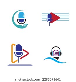 creative set of Podcast logo images illustration design