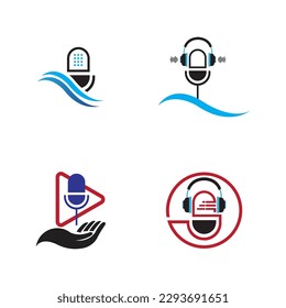 creative set of Podcast logo images illustration design