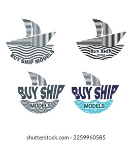 Creative Set of Ship Icon Logos Featuring Boat Paddles, Sails, Wheels, and Waves Elements - Vector Illustration Template for Logo Design