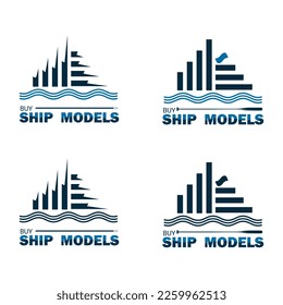 Creative Set of Ship Icon Logos Featuring Boat Paddles, Sails, Wheels, and Waves Elements - Vector Illustration Template for Logo Design