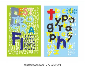 A creative set of two posters featuring urban typography. The design showcases bold, colorful hand-painted 