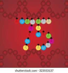 creative seventy five numeric number created with bulb