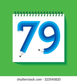 creative seventy nine numeric number created with pencil vector illustration 