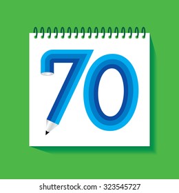 creative seventy numeric number created with pencil vector illustration 