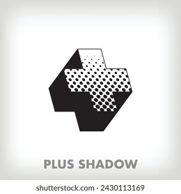Creative shadowed plus, pop art dot design and health sign. Vector. Modern background for posters, websites, web pages, business cards, postcards, interior design.	