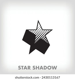 Creative shadowed star, pop art dot design and star sign. Vector. Modern background for posters, websites, web pages, business cards, postcards, interior design.	