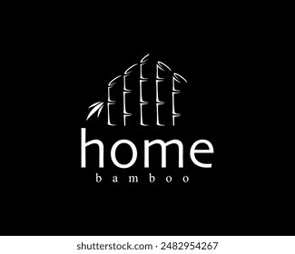 Sombras creativas de bambú que forman una casa con un fondo de diseño de logotipo