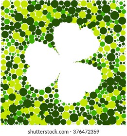 Creative shamrock leaf for Saint Patrick's Day celebration. Frame in the shape of a clover made of green grainy texture. Perfect for party invitations, posters, banners, flyers and cards.