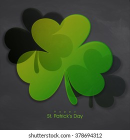 Creative Shamrock Leaves on chalkboard background for Happy St. Patrick's Day celebration.