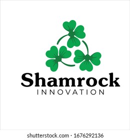 Creative Shamrock logo design template. Green clover with a white background