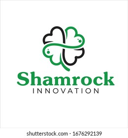 Creative Shamrock logo design template. Green clover with a white background