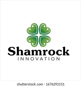 Creative Shamrock logo design template. Green clover with a white background