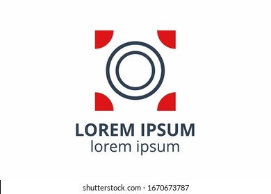 Creative shape lens design symbol of camera. Template icon logo for photography studio, media business, or digital application.
