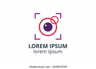 Creative shape lens design symbol of camera. Template icon logo for photography studio, media business, or digital application.