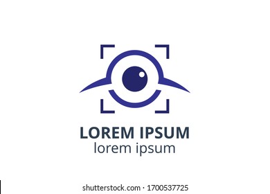 Creative shape lens design symbol of camera. Template icon logo for photography studio, media business, or digital application.