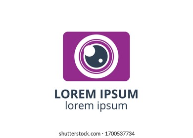 Creative shape lens design symbol of camera. Template icon logo for photography studio, media business, or digital application.