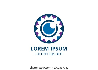 Símbolo de diseño de lente de forma creativa de la cámara. Icono de plantilla para estudio de fotografía, negocio de medios o aplicación digital.