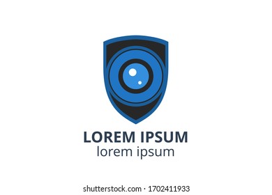 Símbolo de diseño de lente de forma creativa de la cámara. Icono de plantilla para estudio de fotografía, negocio de medios o aplicación digital.