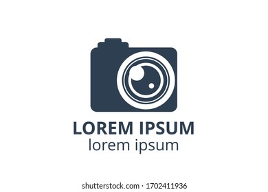Creative shape lens design symbol of camera. Template icon logo for photography studio, media business, or digital application.