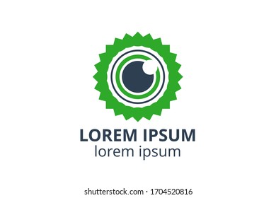 Creative shape lens design symbol of camera. Template icon logo for photography studio, media business, or digital application.