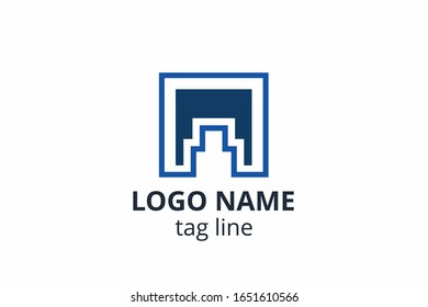 Creative shape structure design. Template icon logo for architecture agency interior exterior. Or any other company like apartment, residential, building.
