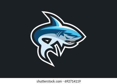 Creative Shark Mascot Concept Logo Design Template