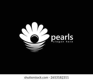 kreative Muschel, Perlen-Logo, Muschel mit Perle als ob Sonnenuntergang, Logo-Design-Inspiration